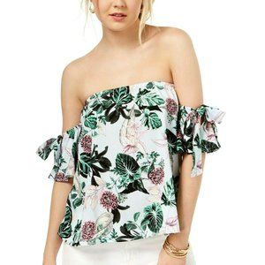 Gypsies & Moondust Juniors' Grey Tie-Sleeve Top